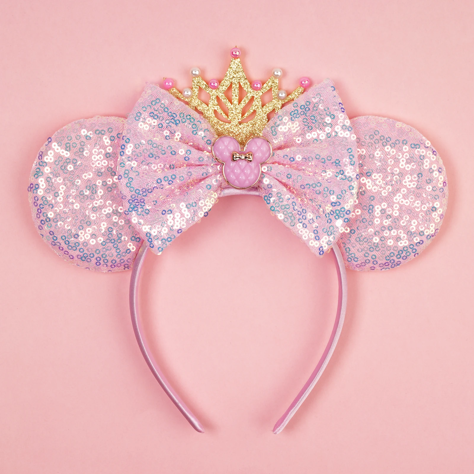2026 Disney Castle Sequin Mouse Oren Hoofdband Pailletten Boog Haarband Voor Meisjes Kinderen Festival Party DIY Hoofddeksels Accessoires