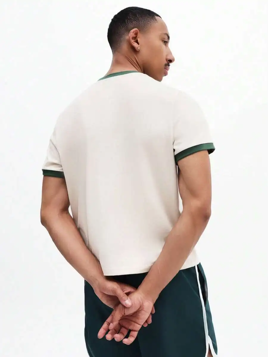 

Mens Casual Slim Fit Ringer T-Shirt Cotton Blend Short Sleeve Crew Neck Summer Travel Style