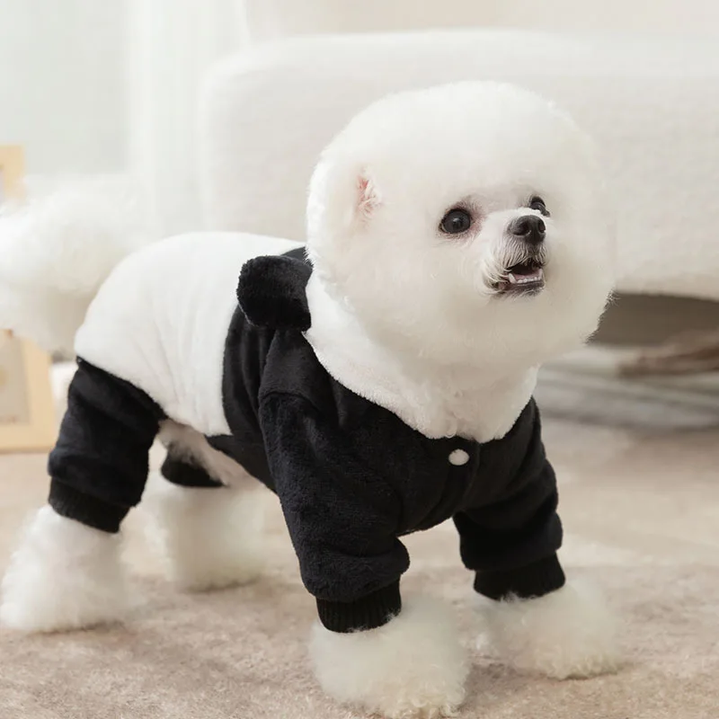 Cute Panda Pet Sweater Four legged Teddy Transfiguration Cartoon Dog Clothes Dog Winter One Piece Clothing Warm Pullover