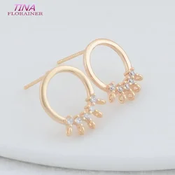 12*15MM 14K Gold Color Plated Brass Chains Stud Earrings High Quality Diy DIY Jewelry Making Finding Accessories