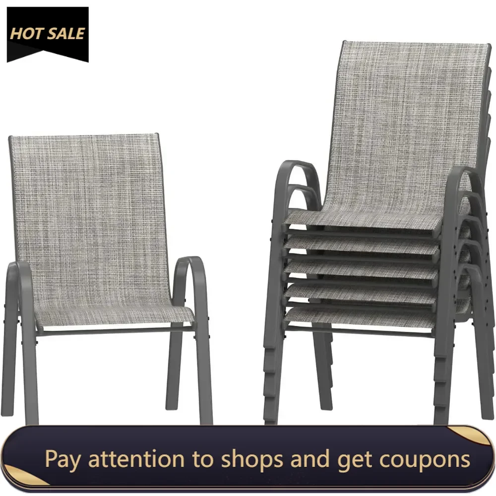 

Outdoor Stackable Dining Chairs for All Weather Garden Chair Patio Chairs Set of 6 Light Grey Freight Free Folding Bed Chair