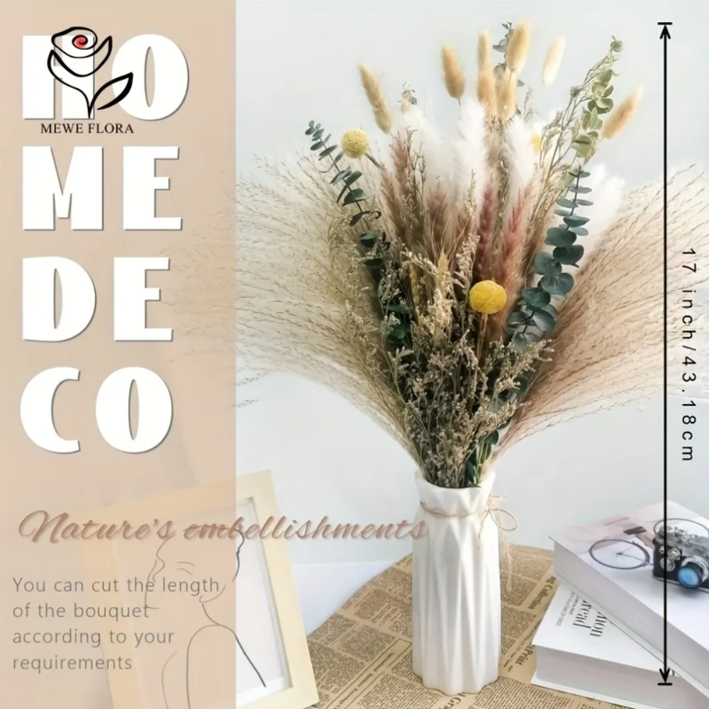 Natural Dried Pampas Grass Flowers Bouquet for Christmas Decoration Reed Eucalyptus Boho Home Decor DIY Making Craft Accessories