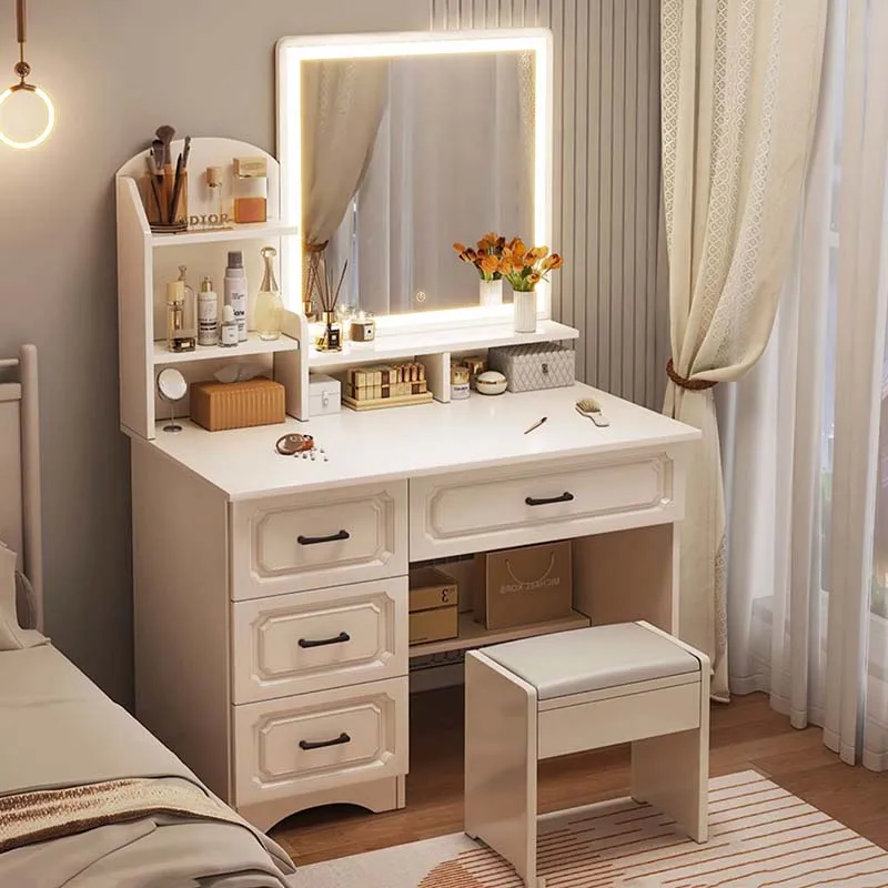 Nordic Desings Dressing Table Minimal Aesthetic Modern Mirror Table Makeup Storage Wooden Tocador Maquillaje Dresser Furniture