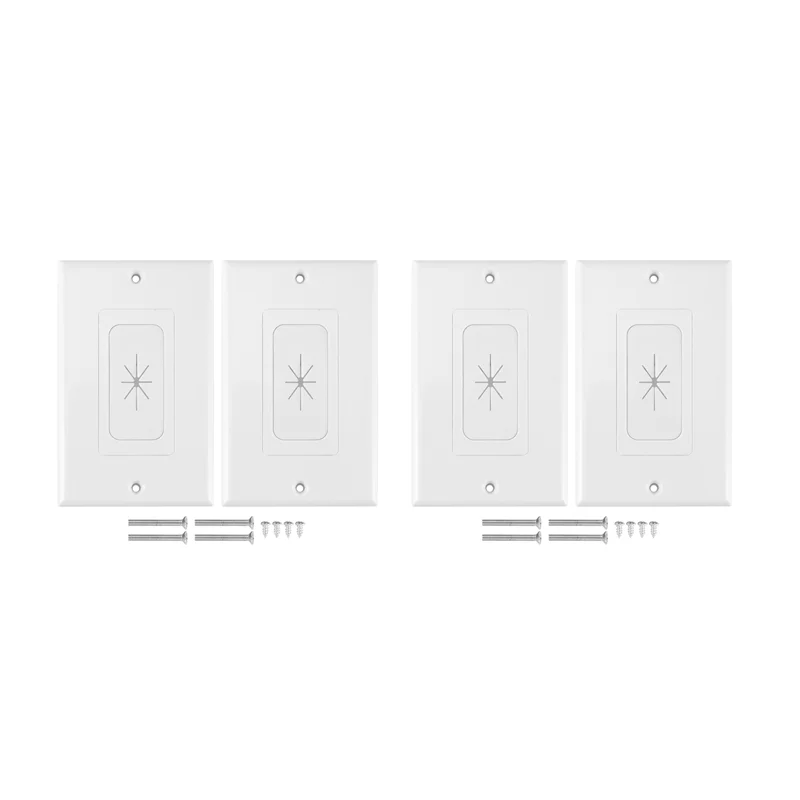 

AT21-4 Pack Flexible Rubber Wall Grommet Insert With Decorator Wall Plate, 1-Gang Pass Through Plate For Low-Voltage Cables