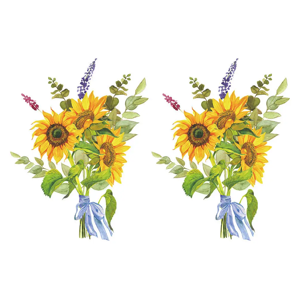 2 Sheets Bedroom Wall Stickers Exquisite Sunflower Home Decor Decals Background Decorative view 3