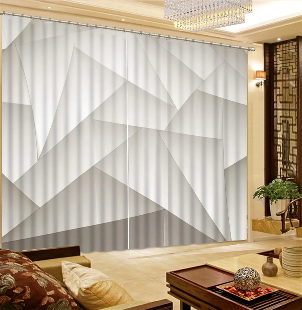 Blackout/Sheer Window Curtains For Living room Bedroom Curtains Drapes Cortinas Para Angular Geometric Patterns 3D Curtain