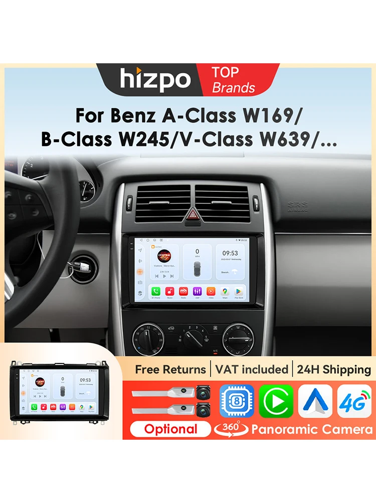 Hizpo 9 Zoll Auto Bildschirm Für Mercedes Benz W169 W245 B200 W906 Sprinter W639 Vito Für Apple CarPlay GPS Navi 4G Keine 2 din 2din DVD