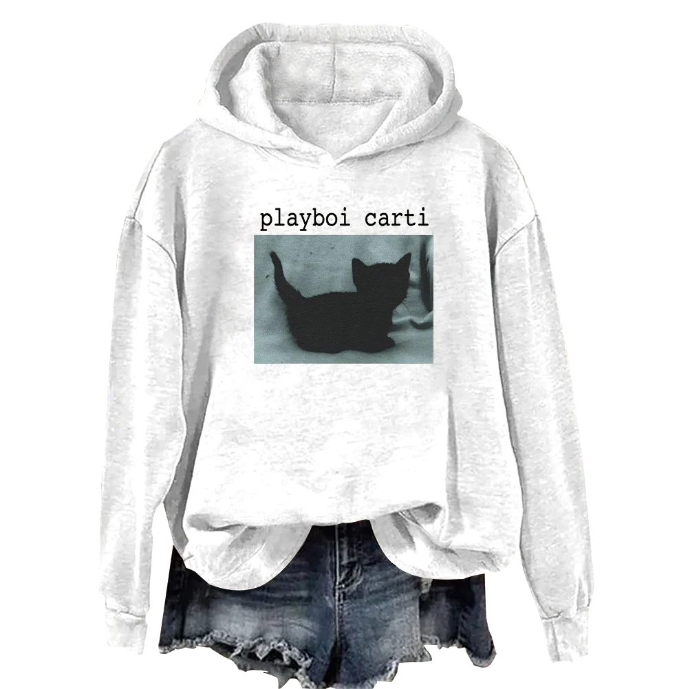 Playboi carti black cat Hoodie Men/Women Fans Gift Hoodies Vintage Casual Fashionable Sweatshirt