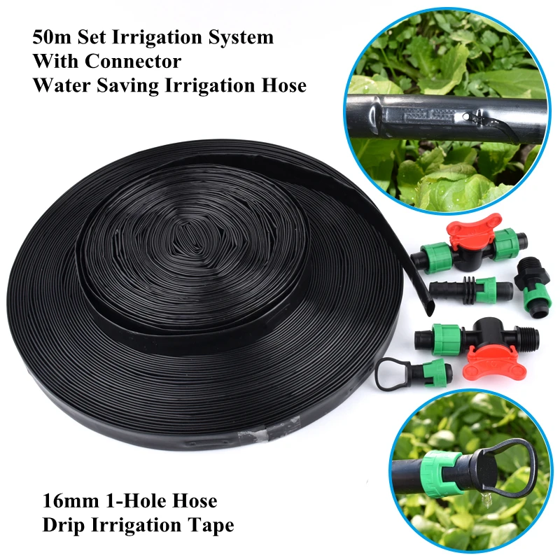 

50m Set 16mm 1-Hole Drip Hose Orchard Irrigation System Agriculture Fertilization Irrigation Tape Garden Watering Hose Connector