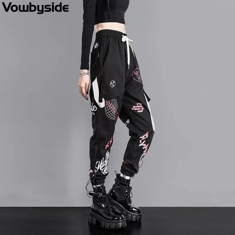 Print Pattern Casual Jogger Pants Women's Elastic Waist Sports Pants Cargo Pants