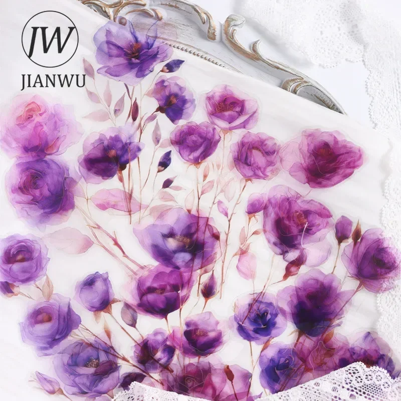 JIANWU Red Rose Series Vintage Flower Landscaping Material Collage PET Sticker Creative DIY Journal  Scrapbooking Stationery