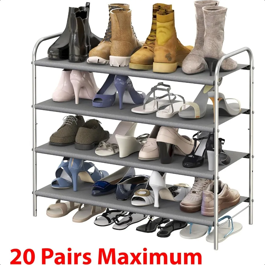 Organizer per scarpiera a 4 livelli, 20 paia, grigio