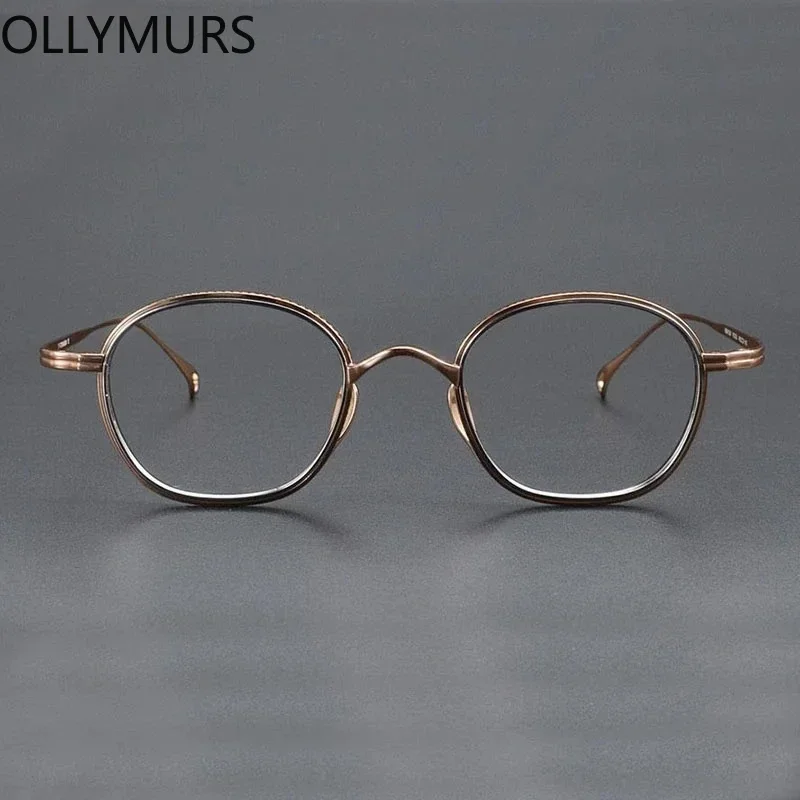 Ollymurs Japanese DesignerWomen  Rim Eyewear Frame Titanium Wide Rim Round Optical Glasses Frame Men  Suitable for High Dioptric