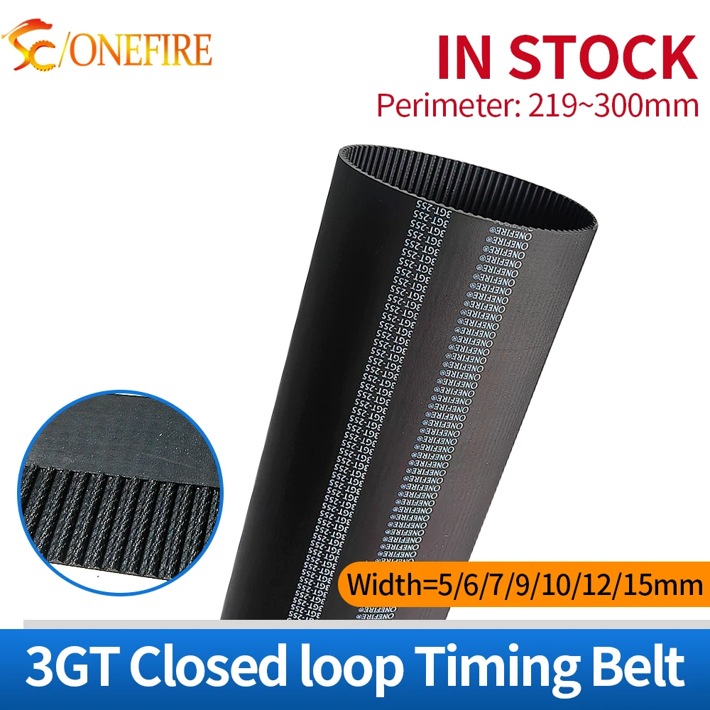 3GT Rubber Loop Timing Belt Length=219 225 231 234 240 252 255 267 270 276 285 300mm Width 5~20mm Synchronous Drive Belt