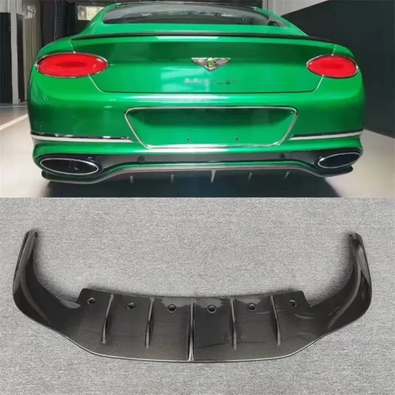 

For Bentley Continental GT 2018-2022 Real Carbon Fiber Car Rear Bumper Lip Diffuser Splitters Spoiler Back Accessories Body Kit