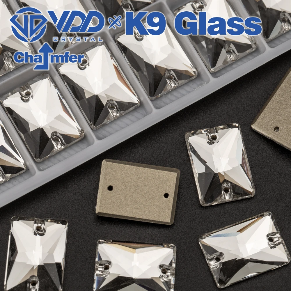 VDD Rechteckige K9-Glas-Strasssteine zum Aufnähen, klare Kristall-Strasssteine mit flacher Rückseite für Bastelarbeiten, Kleidung, Accessoires, Hochzeitskleider – Detail 1