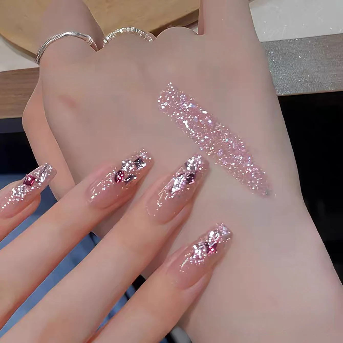 1-6pcs SHAKA Spring Summer Pink Crystal Crushed Diamond Gel Nail Polish 2026 New Pink Tender Super Flash Nail Art Nail Supplies