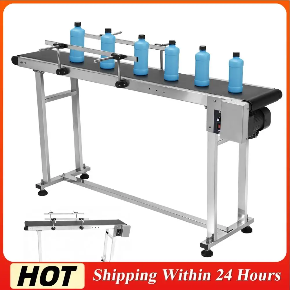 

Stainless Steel Frame Conveyor 59x7.8in Electric PVC Conveyor with Double Guardrails Adjustable Speed for Industrial Use