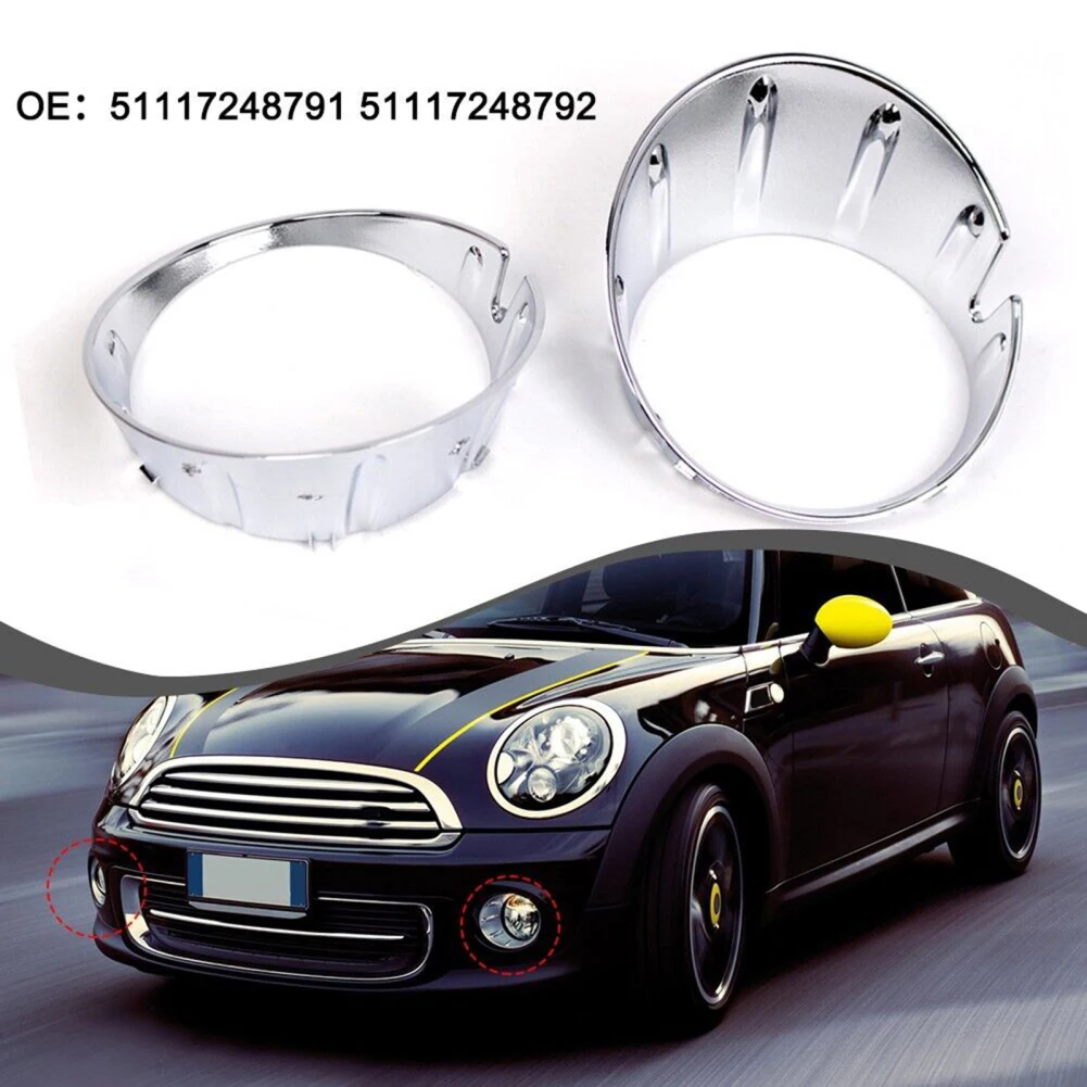 2Pcs Car Fog Light Trim Cover Fog Lamp Frame Compatible For Mini Cooper R55 R56 51117248791 51117248792