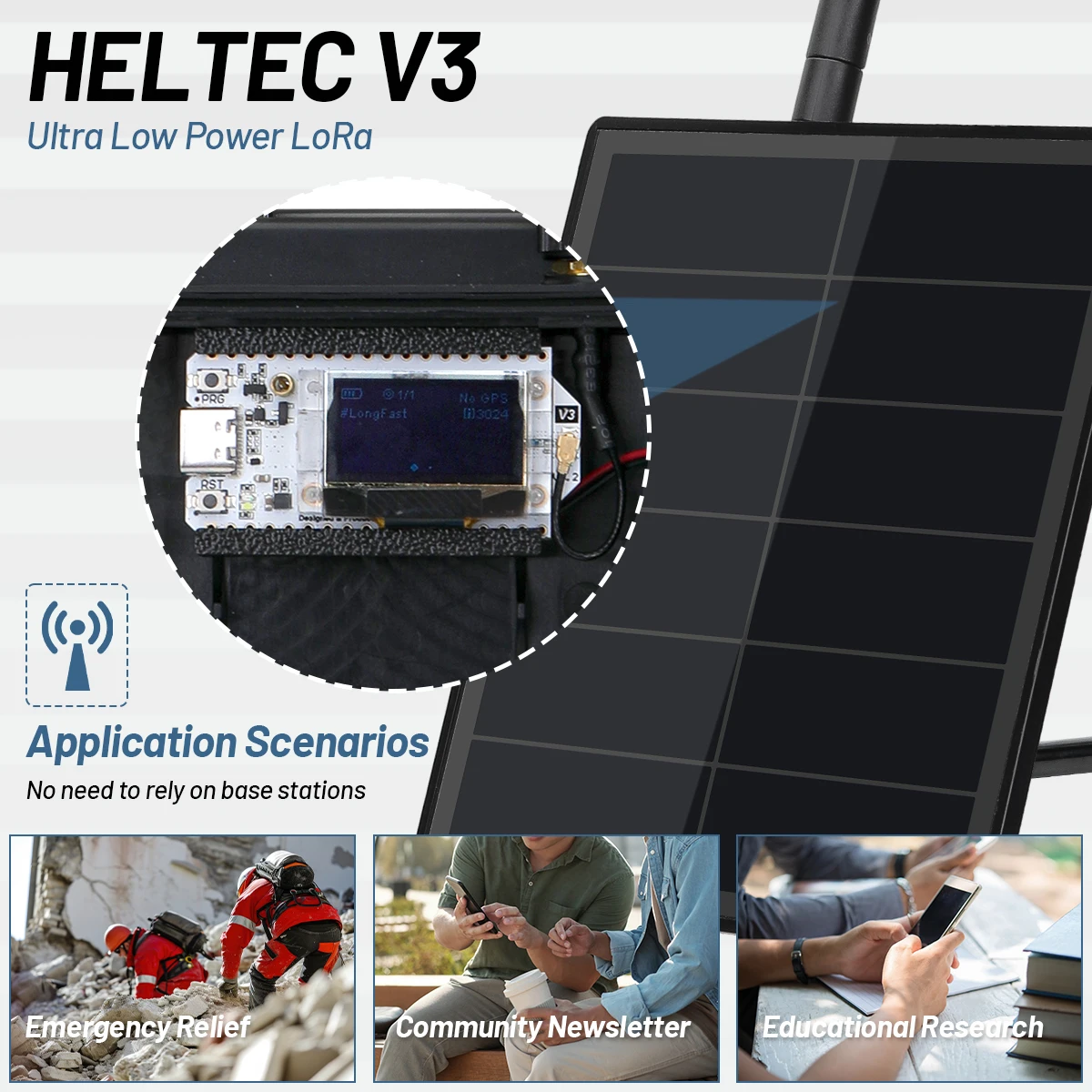 D5L Solar LoRa con placa Heltec LoRa32 V3, Panel Solar de 5W alimentado SX1262 LoRaWAN, nodo meshtástico Solar, batería integrada, WiFi BLE