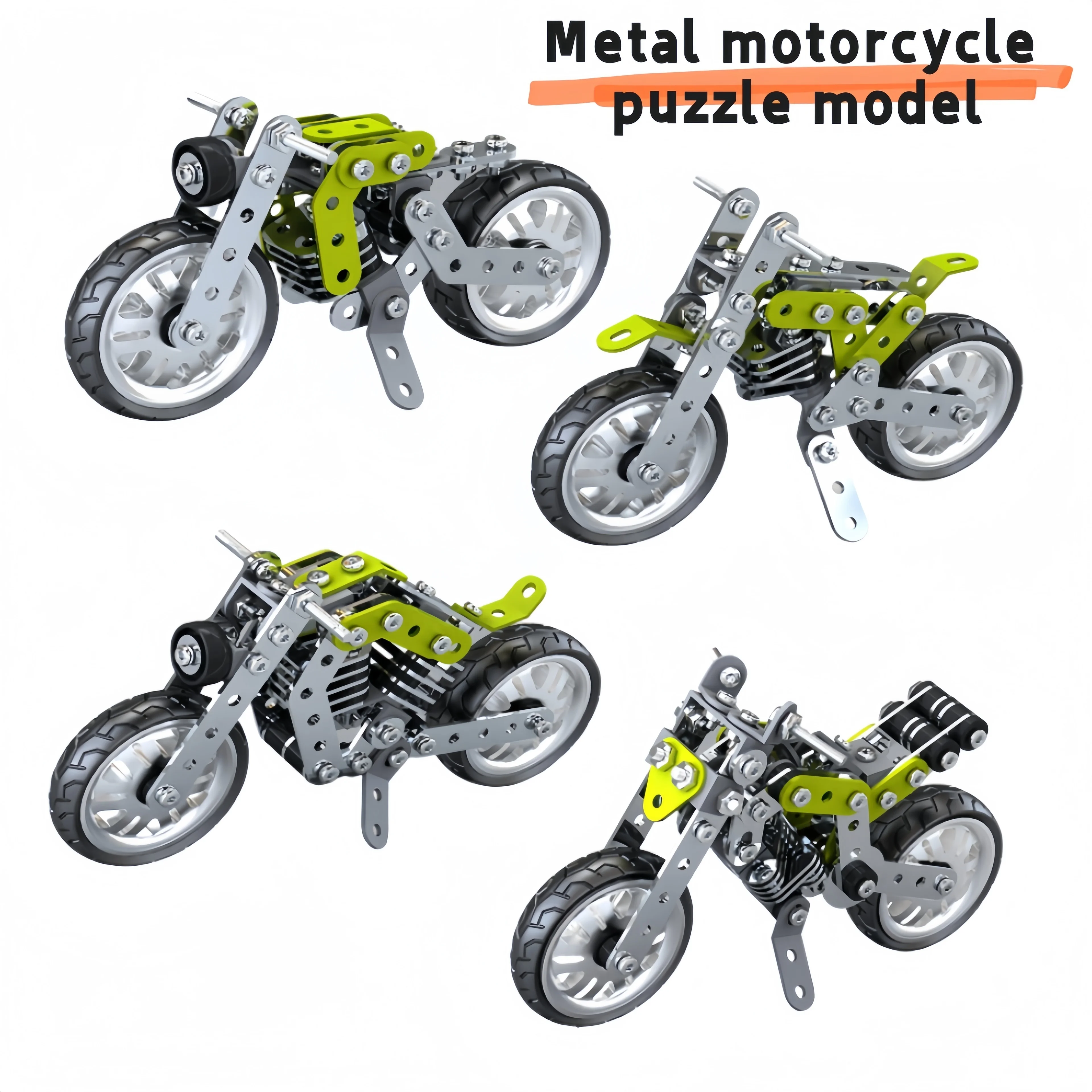 6-jähriges Motorradmodell-Montagespielzeug für Jungen und Mädchen aus Metall, mit Schrauben zum Zerlegen und Zusammenbauen als Gebäude