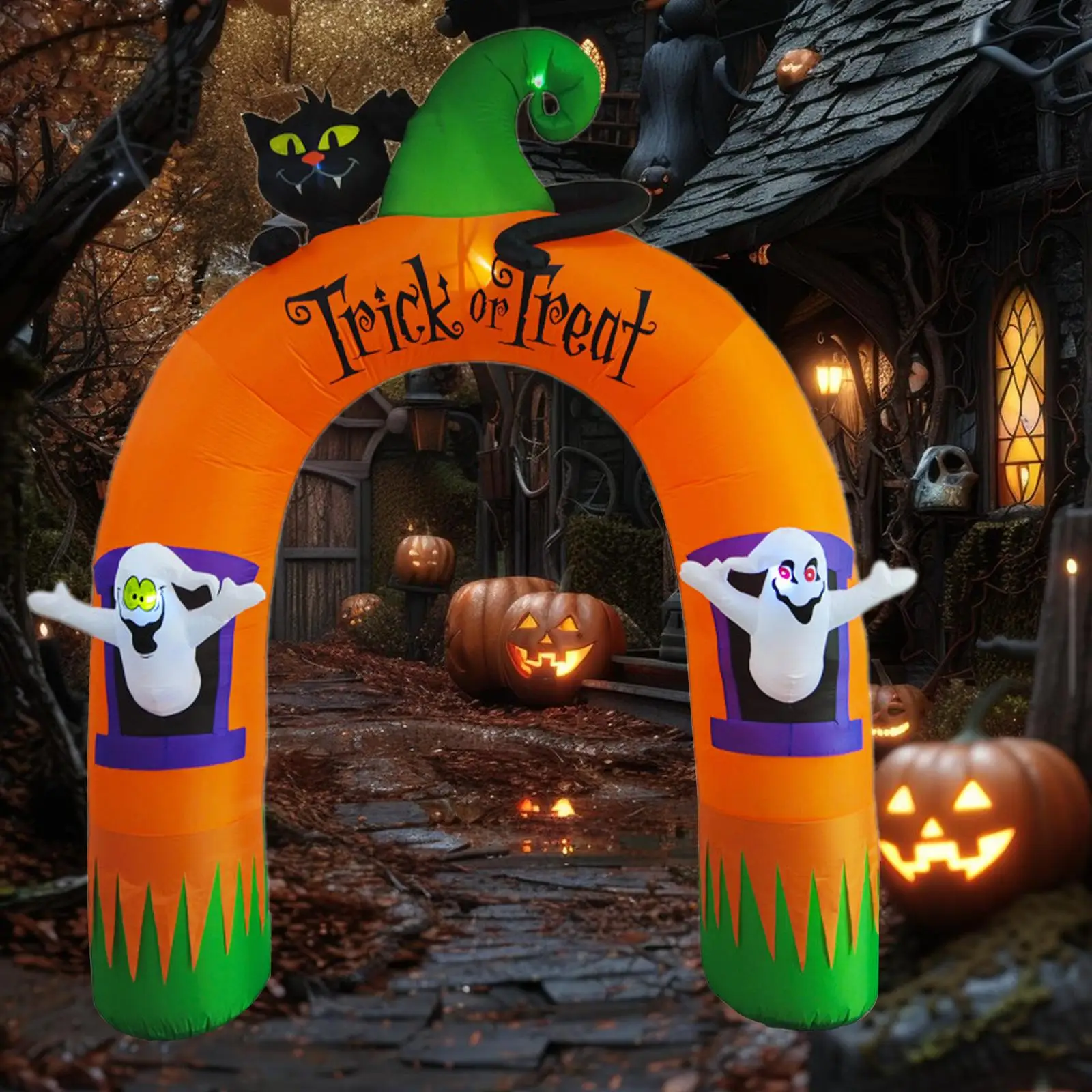 10ft Tall Halloween Inflatables Archway Blowing Up Ghosts for Lawn Porch Outdoor