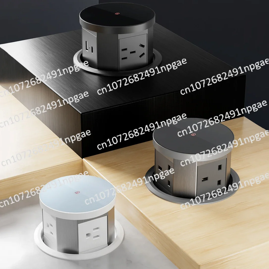 Tempered Glass Top Kitchen Counter Smart Pop Up Socket Push Button 4 Sides Electrical Socket with Usb Type-c Charger