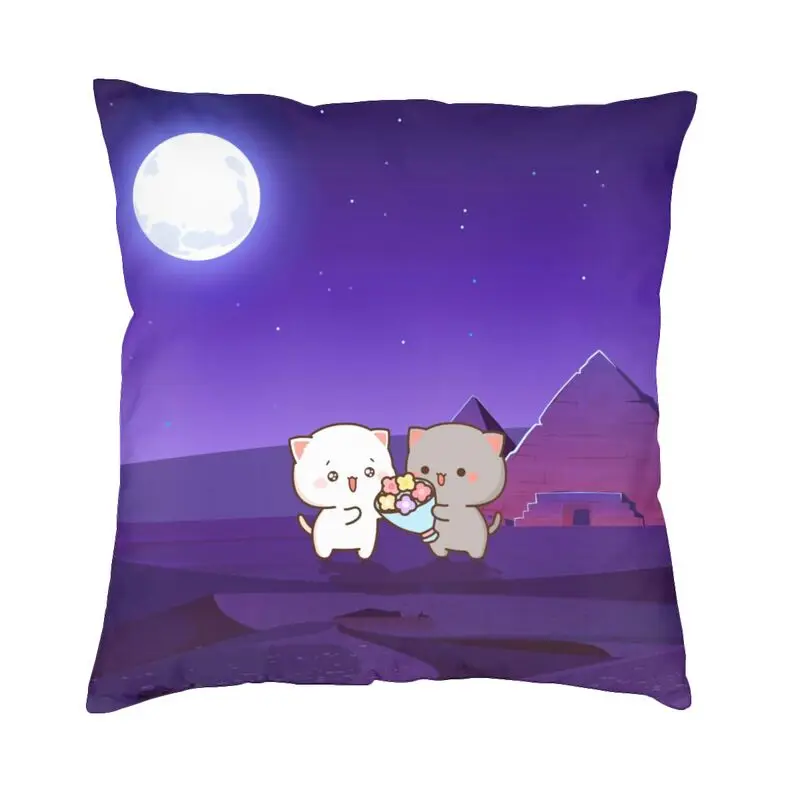 

Couple Mochi Cat Peach And Goma Cushion Cover Double Side Printing Floor Pillow Case for Sofa Fashion Pillowcase Home Decoration