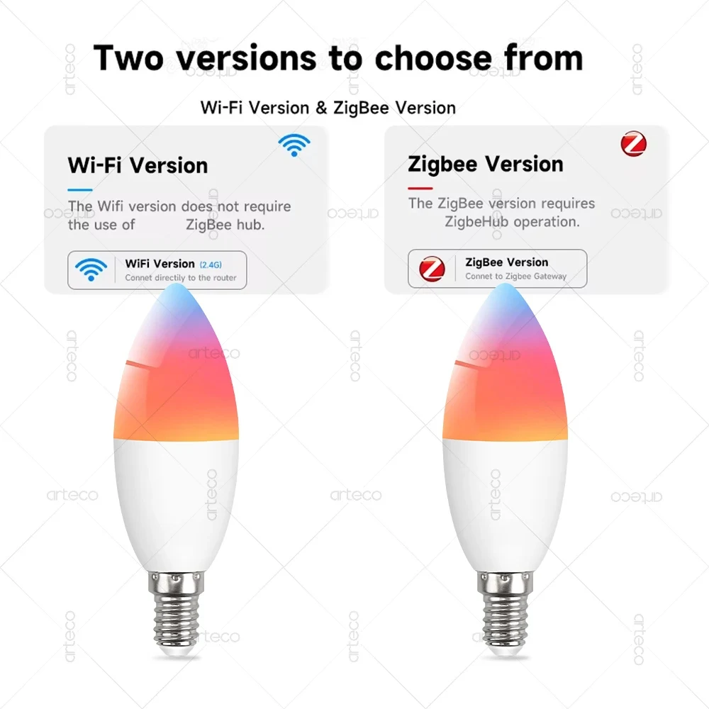 EWelink E14 Smart Bulb Wifi/Zigbee ,Dimmable Smart Led Lamp 2700-6500K RGB, Led Light Bulb Works With Alexa Amazon Google Home