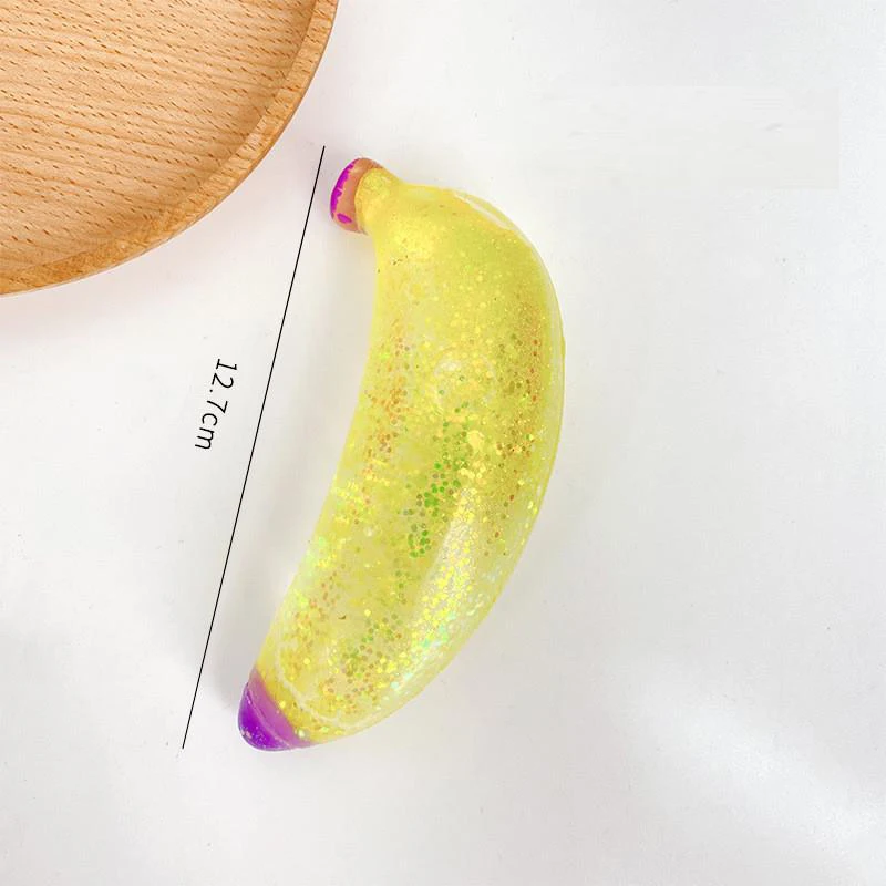 Kids Anti-stress Soft TPR Slow Rebound Sequins Maltose Pinch Toy Stress Relief Elastic Squeezing Colored Banana Decompression