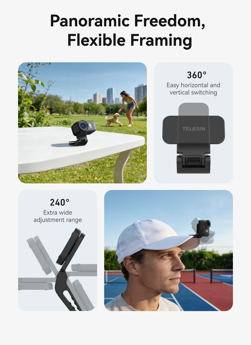 TELESIN Magnetic Quick Release Cap Hat Clip Mount Adjustable Angle For DJI OSMO Nano Insta360 Go Ultra Action Camera Accessories