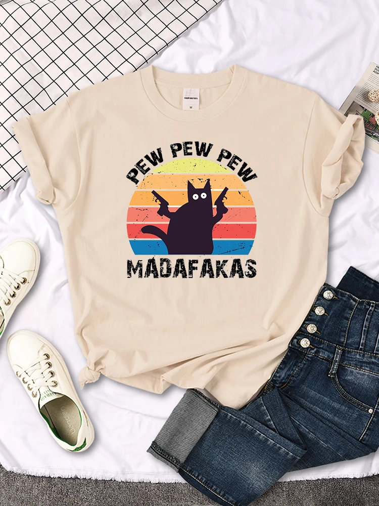 Pew Pew Mdafakas Cute Print Women's Tshirts Fashionable Clothes Casual Style Tshirt Gothic Womenswear Summer Women's Tee Shirts