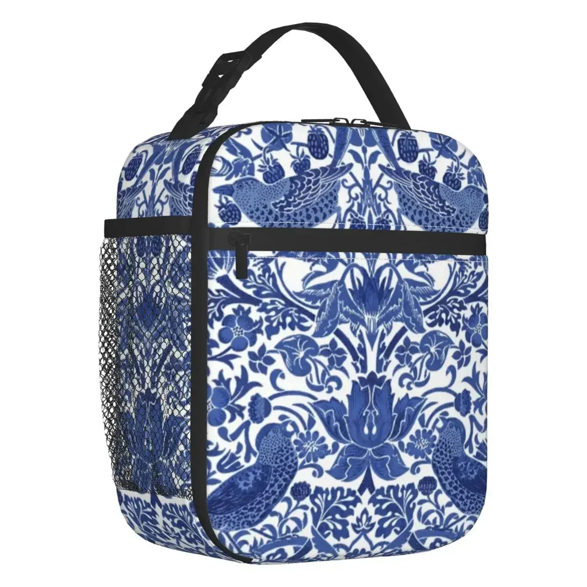 

Custom Blue Willow China Lunch Bag Women Cooler Warm Blue Delft Chinoiserie Insulated Lunch Box for Kids School