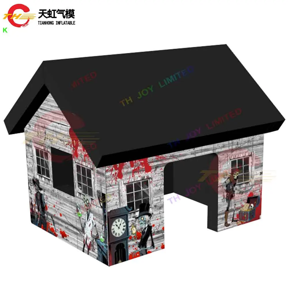 Frete rápido personalizado inflável assustador temático casa assombrada tenda inflável casa assombrada crianças casa fantasma para o dia das bruxas