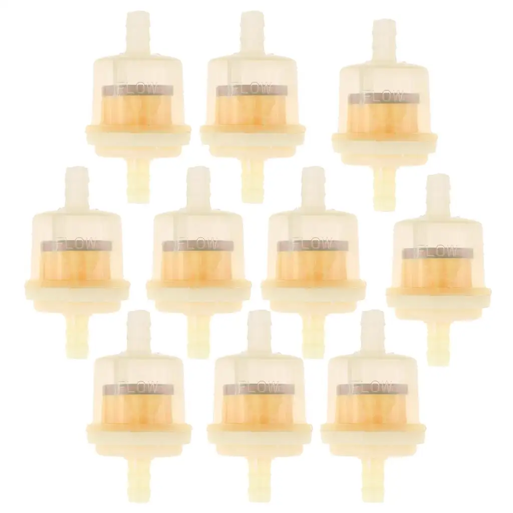 10 x High-quality Universal Plastic Motorcycle Fuel Filter Gas Strainer for 5/16 6mm 8mm Line Fuel Pipes Yellow