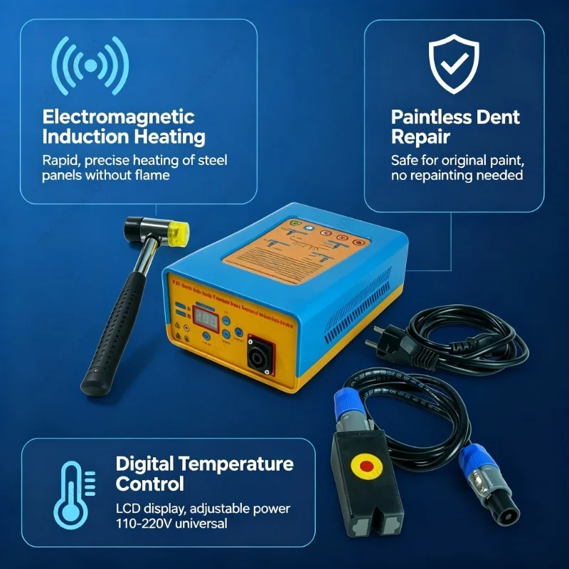 Portable Paintless Dent Repair Induction Heater, Auto Body Metal Panel Dent Removal Device for Car Repair Workshop Use