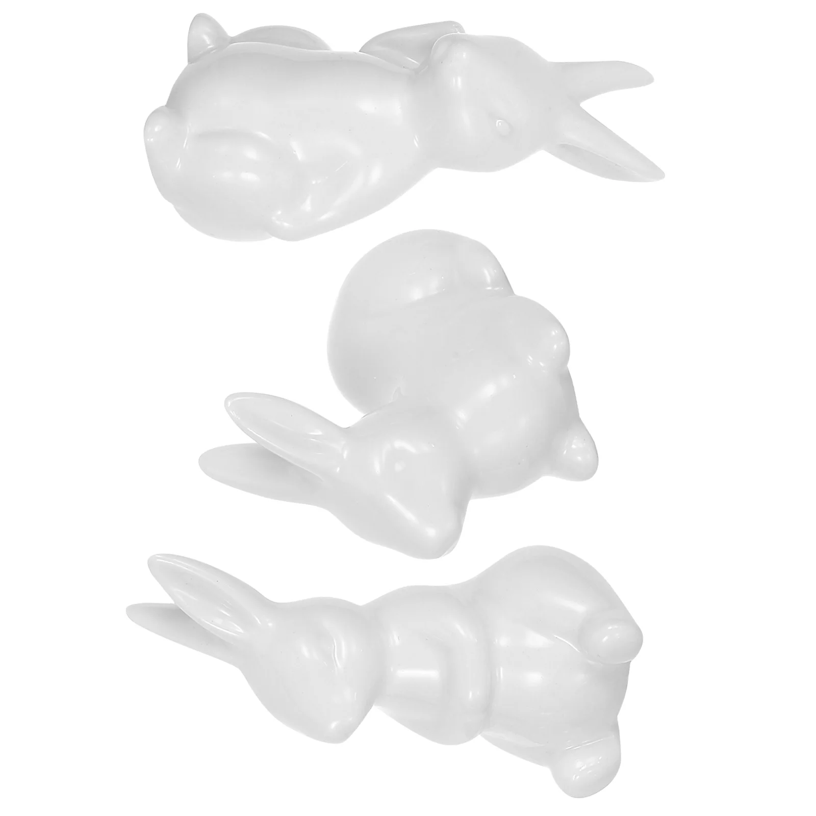 

3Pcs Small Ceramic Rabbit Statues White Animal Decoration Compact Desktop Ornament for Home Office Living Room Easter Party
