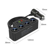 12-24V 4 in 1 Dual USB Socket Car Cigarette Lighter Splitter Fast Charger Universal for Car DVR GPS Dashcam Accessories