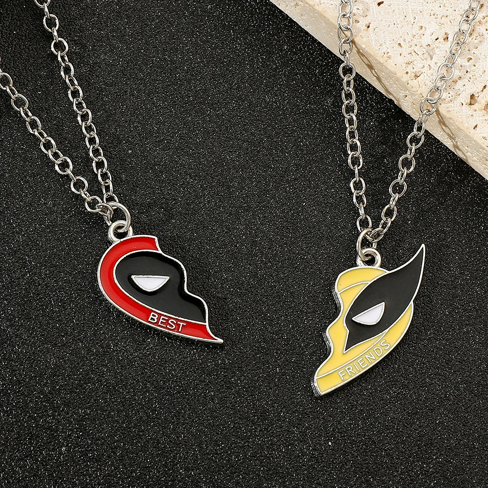 Modische Deadpool & Wolverine Herz-Spleiß-Halskette - Avengers-Themen Freundschaftsschmuck Personalisiertes Geschenk für Freunde – Detail 4