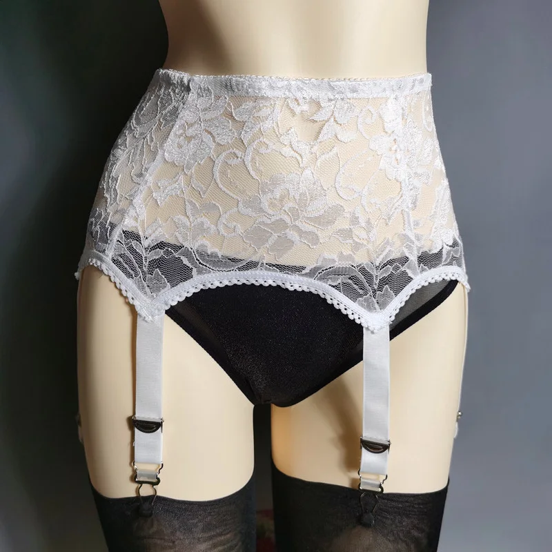 Sexy Hollow Out Lace Garter Belt for Stockings Lingerie 6 Claw Adjustable Metal Buckle Non-Slip Stocking Suspender Thigh Garter