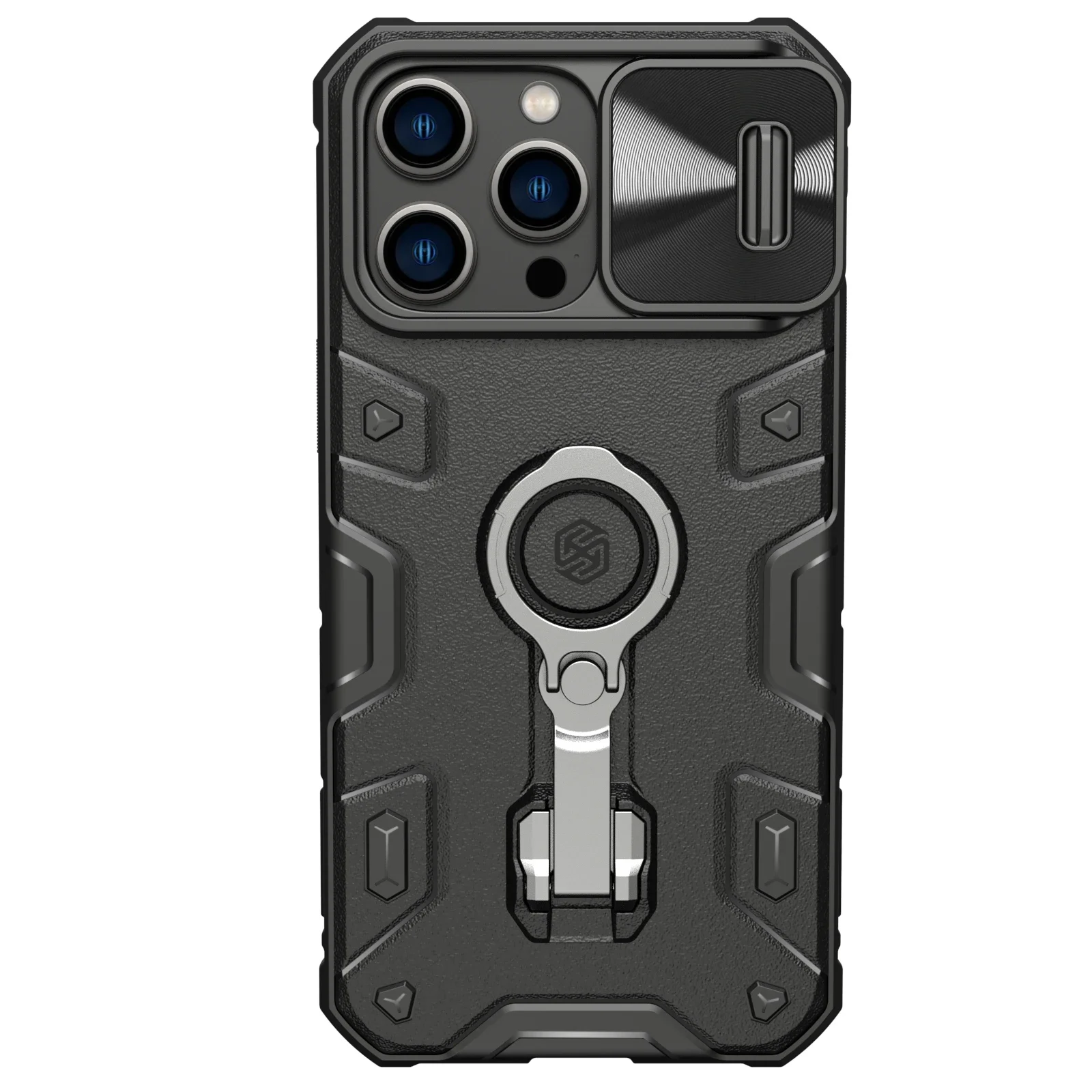 

Чехол NILLKIN для iPhone 14/15 Pro CamShield Armor Pro с магнитным кольцом для камеры, подставкой, противоскользящим защитным чехлом от падения
