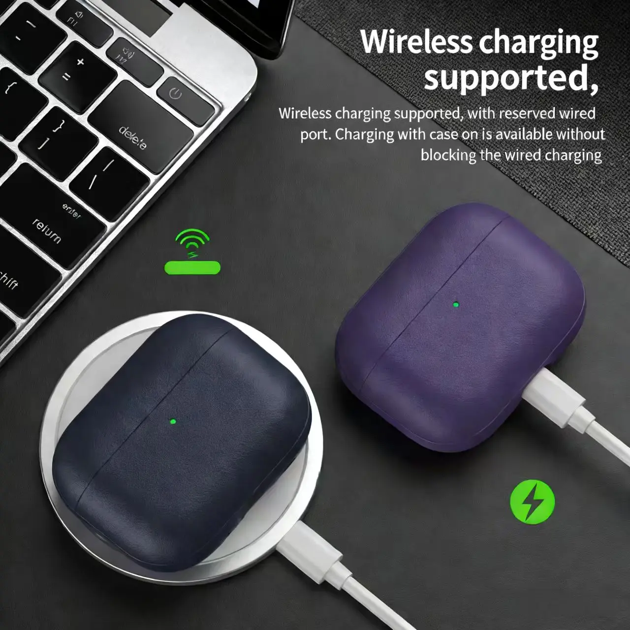 

For AirPods Pro 3 Leather Pattern TPU Case Cute Skin Full Protector Cover with Lanyard for AirPods 4 3 Pro 2 Earphone Case