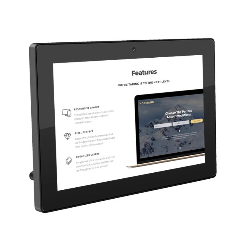 Smart home android 7,1 os montaje en pared, tableta poe rk3128, resolución de 1280x800, reproductor de anuncios de señalización digital LCD