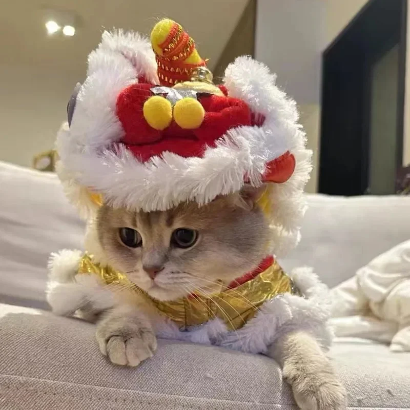 Costume Lion Dance Dog And Cat Spring Festival Dog Costume Chinese New Year Role Play Puppy Pet Chihuahua Puppy Costume