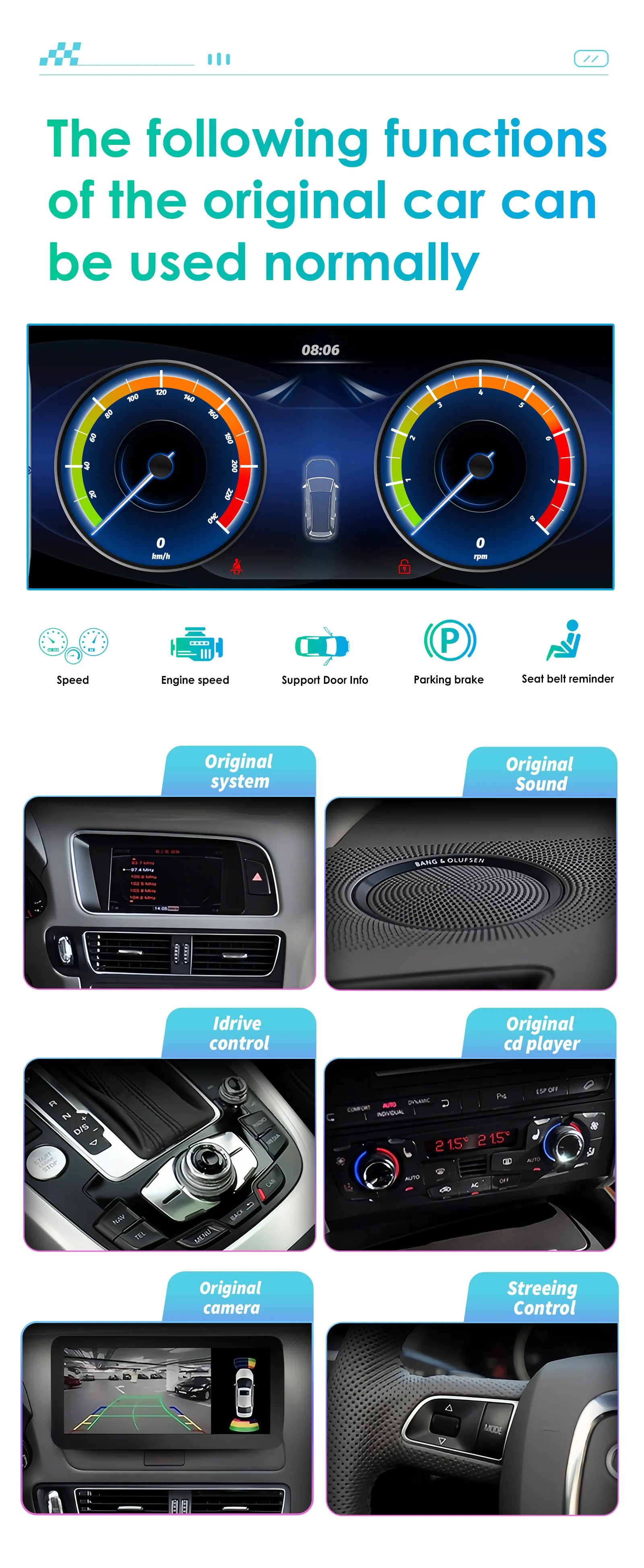 Android 13 Autoradio Carplay For Audi A4 A5 B8 S4 S5 2009-2016 Auto Multimedia 4G Carplay GPS navi car intelligent system Stereo