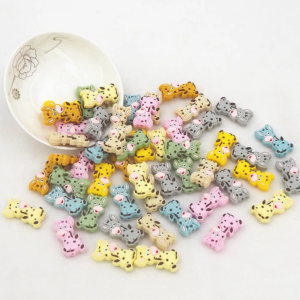 Chenkai 50pcs Baby Silicone Beads Giraffe Shaped Beads BPA Free Teething Infant Chewable Dummy Necklace Pacifier Toy Accessories