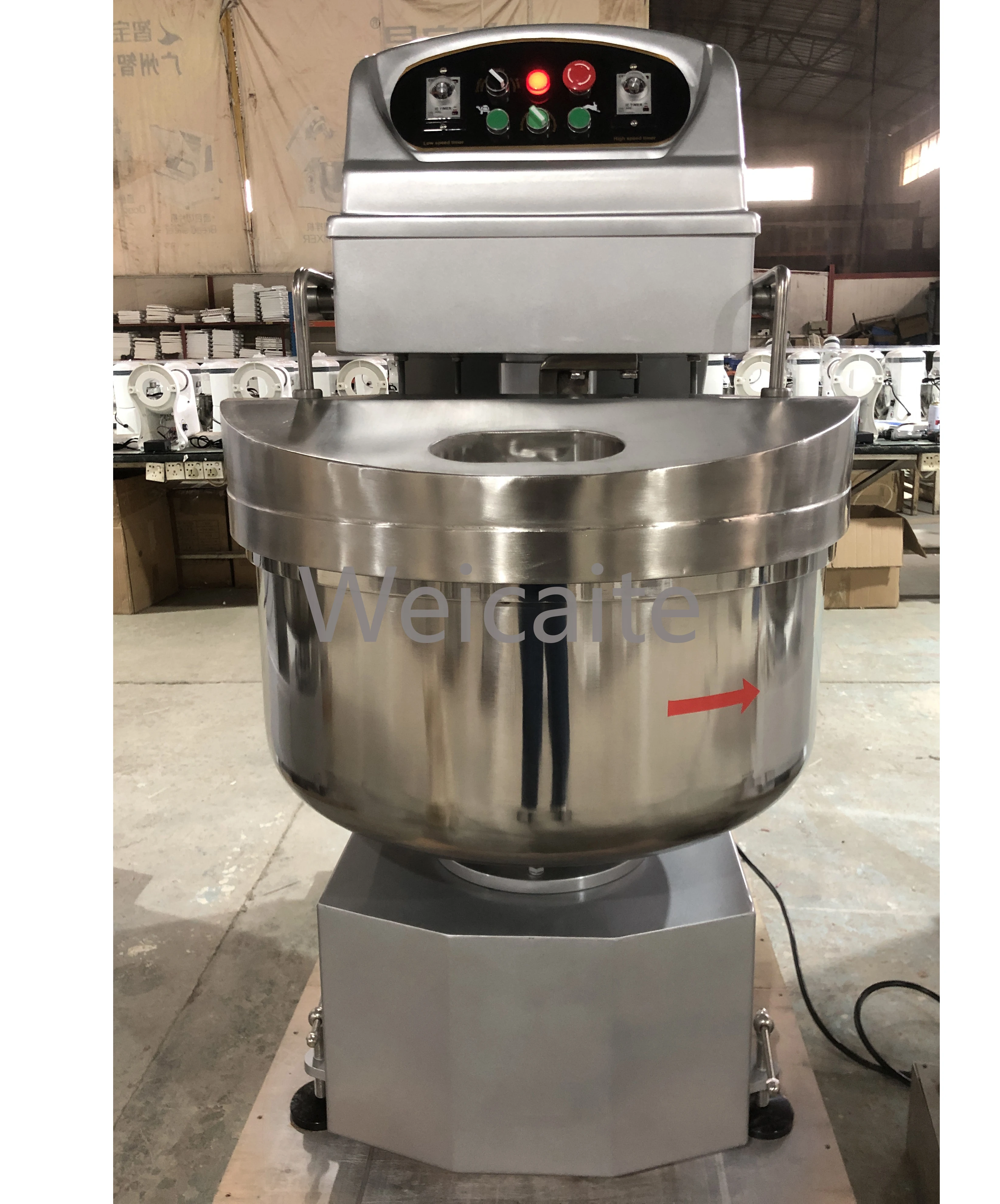 Todo el protector de cuenco de acero inoxidable Amasadora Industrial Horizontal pan Pizza amasadora en espiral batidora de masa