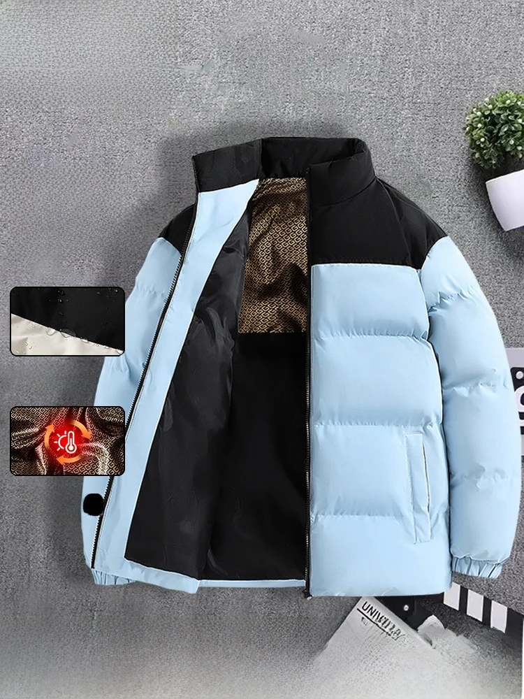 الدفء الرجال أسفل القطن Jaet الخريف الشتاء Faion الحضرية Sle سستة الديكور فضفاضة تناسب طويلة Sve الوقوف طوق معطف