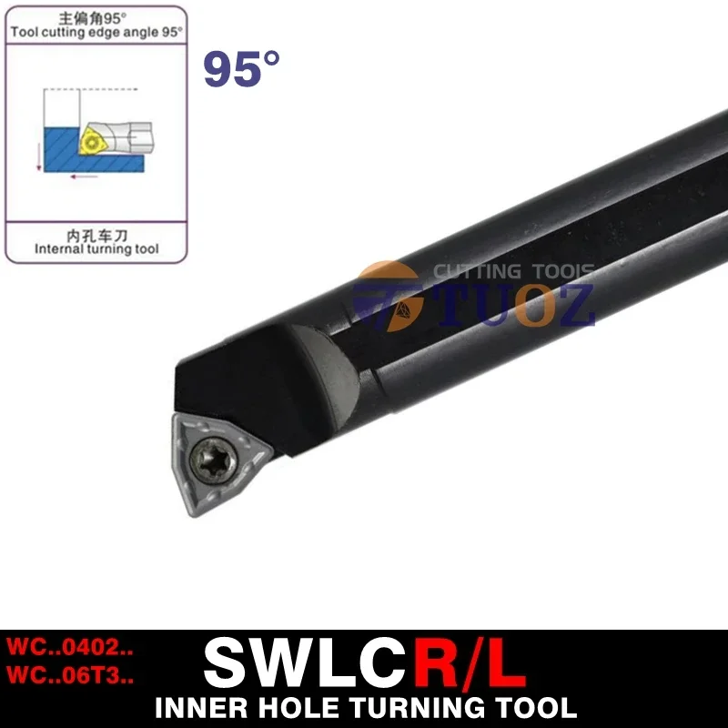 TUOZ CNC Internal Turning Tool Lathe Boring Bar Tool Holder S08K-SWLCR04 S08K-SWLCL04 S10K S12M SWLCR04 SWLCL04 95° 8-12mm WC04