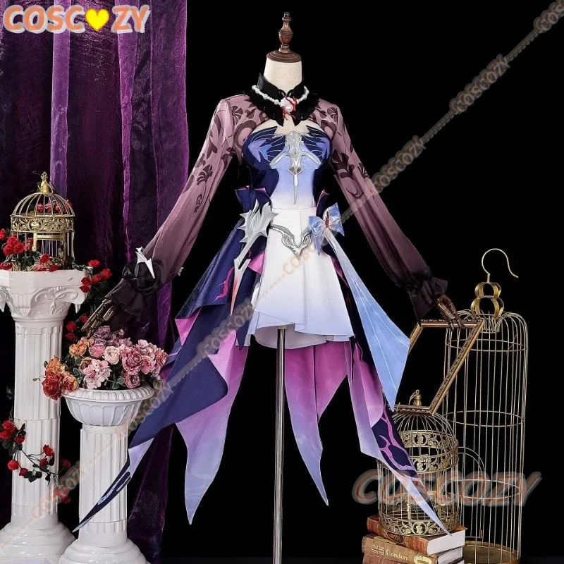 

Honkai Star Rail Hysilens Cosplay Costume Wig Anime Hysilens Long Mixed Wig Props Halloween Party Dress Women Girls Carnival